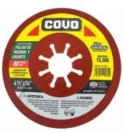 DISCO DE LIJA (FLAP DISC) DE 4 1/2" X 7/8" 13.300 RPM GRANO 80 P/ GRANITO Y MARMOL REF. CV-SF-80 / 13228 MARCA COVO