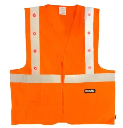 CHALECO DE SEGURIDAD REFLECTIVO C/ LUZ LED 2 BAT. AA NO INCLUIDAS C/ NARANJA T/ UNICA REF. CV-SV-4L / 13265 MARCA COVO