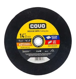DISCO DE CORTE EXTRA FINO P/ METAL -ACERO INOX. DE 14"X1/8"X1" 4400 RPM REF. CV-CW-3532 / 7953 MARCA COVO