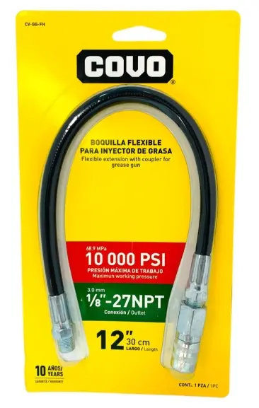 MANGUERA PARA ENGRASADORA CON BOQUILLA FLEXIBLE  12"X1/8" REF. CV-GG-FH / 12343 MARCA COVO