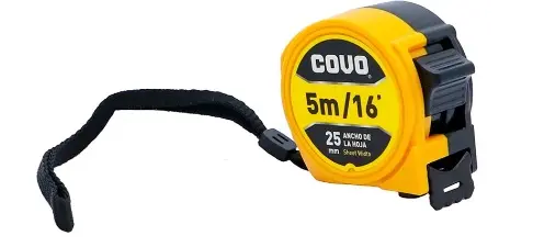 CINTA METRICA / CON BOTON DE TRANCA 25 MM X 5 MTS REF. CV-MT-BT-525 / 12648 MARCA COVO