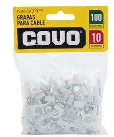 GRAPA PLASTICA REDONDA PARA CABLE ST 10MM (BOLSA DE 100 UND) REF. A136-LTL-10 / 9061 MARCA COVO 