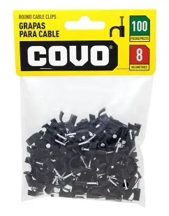 GRAPA PLASTICA REDONDA PARA CABLE ST 8MM (BOLSA DE 100 UND) NEGRO REF. CV-LTL-8-B / 9502 MARCA COVO 