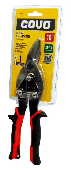 TIJERA AVIACION CORTE IZQUIERDO 10" M/ROJO REF. CV-CC2103-C / 9570 MARCA COVO