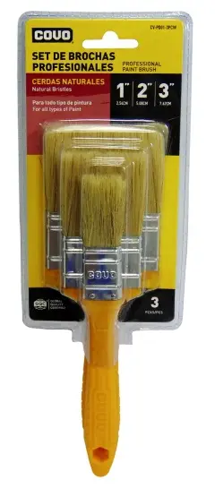 SET DE BROCHA PARA PINTAR 3 PZAS (1", 2" Y 3")  MANGO AMARILLO REF. CV-PD01-3PCW / 9827 MARCA COVO