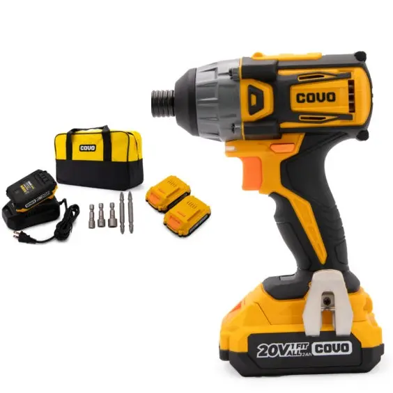 SET DESTORNILLADOR DE IMPACTO INAL. 1/4" 0-3300 BPM 180Nm C/ACC (2BAT+CARG+DEST+DAD). C/ LUZ LED REF. CV-BRIMPA-SET1-20V / 12637 COVO