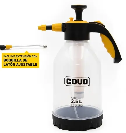 ROCIADOR / PULVERIZADOR DE PRESION DE 2.5 LTS C/ BOQUILLA DE LATON REF. CV-SPB-2-5L / 12664 MARCA COVO