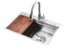 FREGADERO DE SOBREPONER ACERO INOX. CON GRIFERIA 68.50 X 45.70 X 22.80 CM C/ GRIFERIA + ACCESORIOS REF. FRE-1002 MARCA UNIQUE
