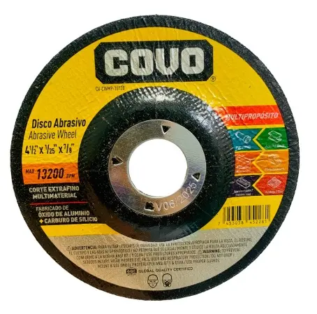 DISCO ABRASIVO 4 1/2" X 1/25" X 7/8" MULTIPROPOSITO REF. CV-CWMP-1512B / 10375 MARCA COVO