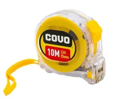 CINTA METRICA / CON BOTON DE TRANCA 25 MM X 10 MTS TRANSPARENTE REF. A145-9MT051025 / 9359  MARCA COVO