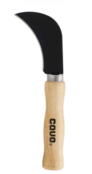 CUCHILLO MANGO MADERA HOJA CURVA PARA LINOLEO 8" REF. CV-CUT-3 / 9442 MARCA COVO