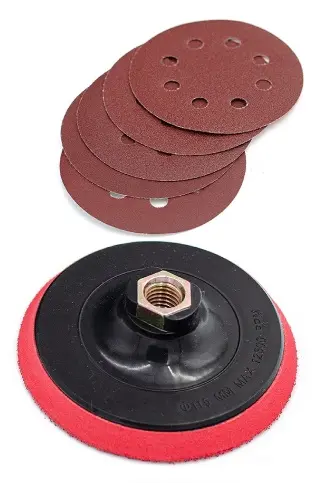 KIT REPUESTO DISCO DE LIJA 4 1/2" P/ LIJADORA ORBITAL 5 PZAS (GRANO P80-GP24) REF. CV-FBP-156P / 9499 MARCA COVO