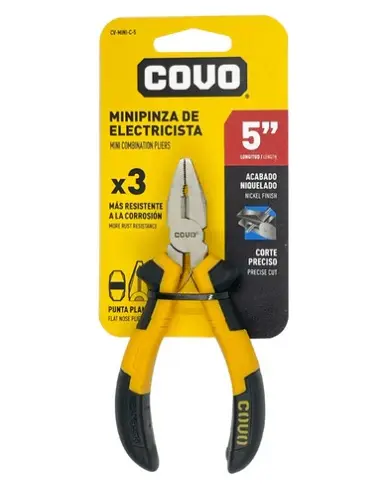 ALICATE / MINIPINZA PARA ELECTRICISTA C/FORRO 5" REF. CV-MINI-C-5 MARCA COVO