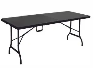 MESA PLEGABLE RECTANGULAR 180 X 70 X 75 CM COLOR NEGRO REF. 00001 COD. 57-08-085 MARCA BASIC LIVING