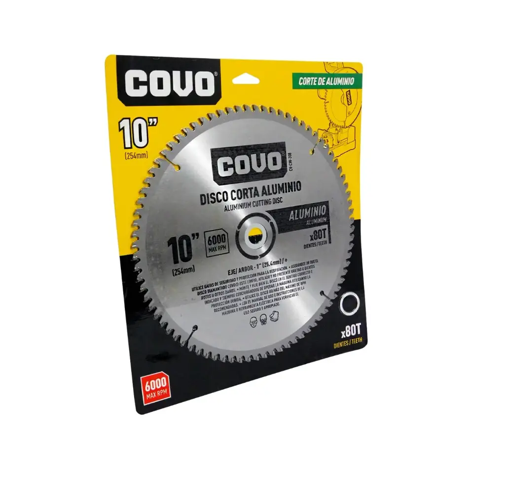 DISCO DE CORTE DE SIERRA P/ALUMINIO 10" (254MM X 25.4MM ) 80 DIENTES REF. CV-CW-308 / 8598 MARCA COVO   