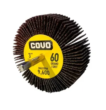 RUEDA FLAP / DISCO DE LIJA C/ALETA GRANO 60 3" C/ VASTAGO REF. CV-ECW-360 / 13382 MARCA COVO