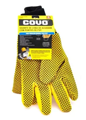 GUANTE LONA DE ALGODON C/ PUNTAS DE PVC T/M COLOR AMARILLO REF. CV-GO-01 / 8591 MARCA COVO