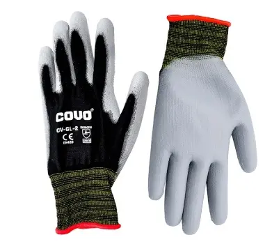 GUANTE DE NYLON GRIS CON POLIURETANO TALLA M REF. CV-GL-2 / 8592 MARCA COVO 