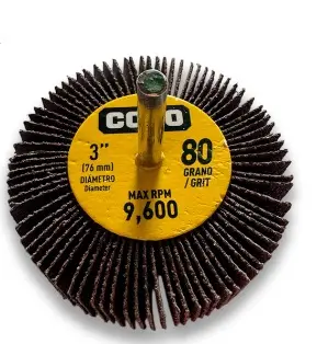 RUEDA FLAP / DISCO DE LIJA C/ALETA GRANO 80 3" C/ VASTAGO REF.CV-ECW-380 / 13317 MARCA COVO