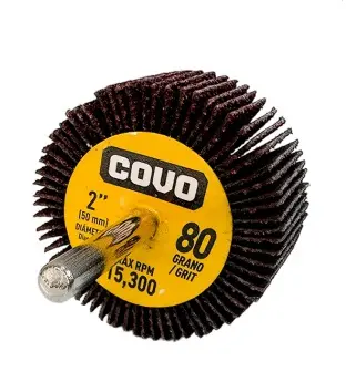RUEDA FLAP / DISCO DE LIJA C/ALETA GRANO 80 2" C/ VASTAGO REF.CV-ECW-280 / 13321 MARCA COVO