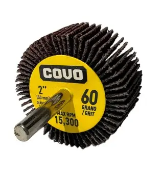 RUEDA FLAP / DISCO DE LIJA C/ALETA GRANO 60 2" C/ VASTAGO REF. CV-ECW-260 / 13345 MARCA COVO
