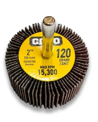 RUEDA FLAP / DISCO DE LIJA C/ALETA GRANO 120 2" C/ VASTAGO REF. CV-ECW-2120 / 13352 MARCA COVO