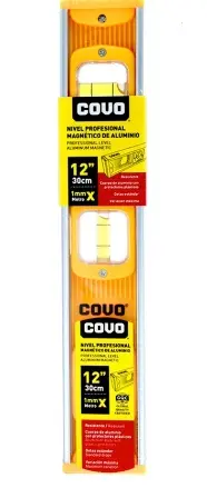 NIVEL MAGNETICO 12" 30 CM MARCO ALUMINIO 2 ANG. DE MEDICION REF. CV-ALRM-12 / 10676 MARCA COVO