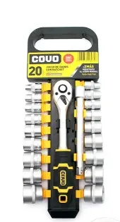 JUEGO DE DADOS / AUTOCLET CUADRANTE DE 3/8" 20 PZAS COMBINADOS MM REF. CV-SWS20-3-8-MM / 10801 MARCA COVO