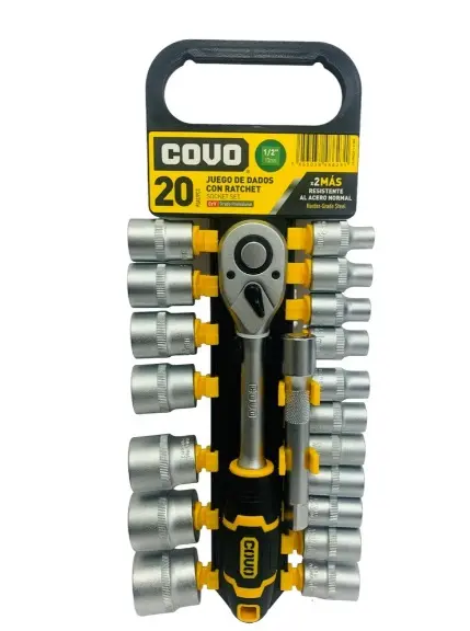 JUEGO DE DADOS / AUTOCLET CUADRANTE DE 1/2" 20 PZAS COMBINADAS MM REF. CV-SWS20-1-2-MM / 10803 MARCA COVO