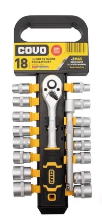 JUEGO DE DADOS / AUTOCLET CUADRANTE DE 3/8" 18 PZAS COMBINADAS MM REF. CV-SWS18-3-8 / 10804 MARCA COVO