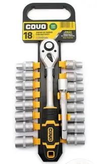 JUEGO DE DADOS / AUTOCLET CUADRANTE DE 1/2" 18 PZAS COMBINADAS MM REF. CV-SWS18-1-2 / 10805 MARCA COVO