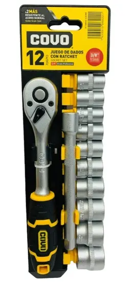 JUEGO DE DADOS / AUTOCLET CUADRANTE DE 3/8" 12 PZAS COMBINADAS MM REF. CV-SWS12-3-8-MM / 10806 MARCA COVO