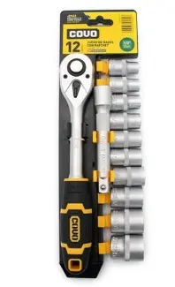 JUEGO DE DADOS / AUTOCLET CUADRANTE DE 1/2" 12 PZAS COMBINADAS MM REF. CV-SWS12-1-2 / 10811 MARCA COVO