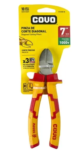 ALICATE / PINZA CORTE DIAGONAL MANGO PVC 7" REF. CV-ZLP02-7D / 10905 MARCA COVO