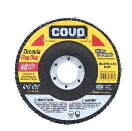 DISCO DE LIJA (FLAP DISC) DE 4 1/2" X 7/8" 13.200 RPM GRANO 60 REF. CV-FD115-60 / 8696 MARCA COVO