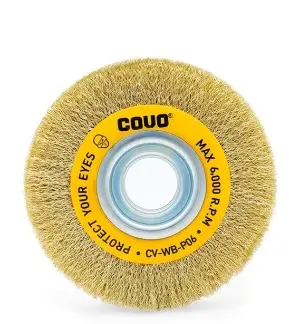 CEPILLO ALAMBRE ONDULADO CIRCULAR  1 1/4" X 6" PARA ESMERIL C/ 5 PARES DE ARANDELAS  REF. CV-WB-P06 / 9326 MARCA COVO