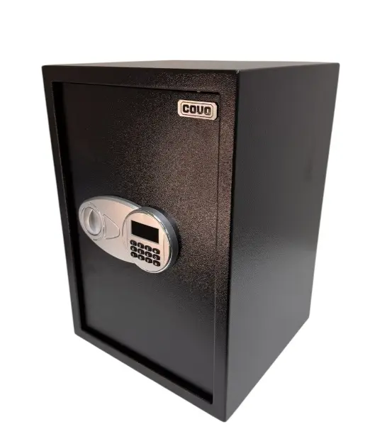 CAJA FUERTE ELECTRONICA 50 CM X 35 CM C/ 2 LLAVES + 2 BAT. AA C/ NEGRO REF. CV-SFB-5035 / 13184 MARCA COVO 