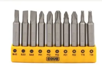 JUEGO DE PUNTAS P/ DESTORNILLADOR MIXTAS 10 PZAS  REF. CV-SDBT-10PCS / 12846 MARCA COVO