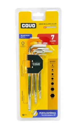 JUEGO DE LLAVE ALLEN PUNTA DE BOLA MM 7 PZAS REF. CV-HKB-2L / 13060 MARCA COVO