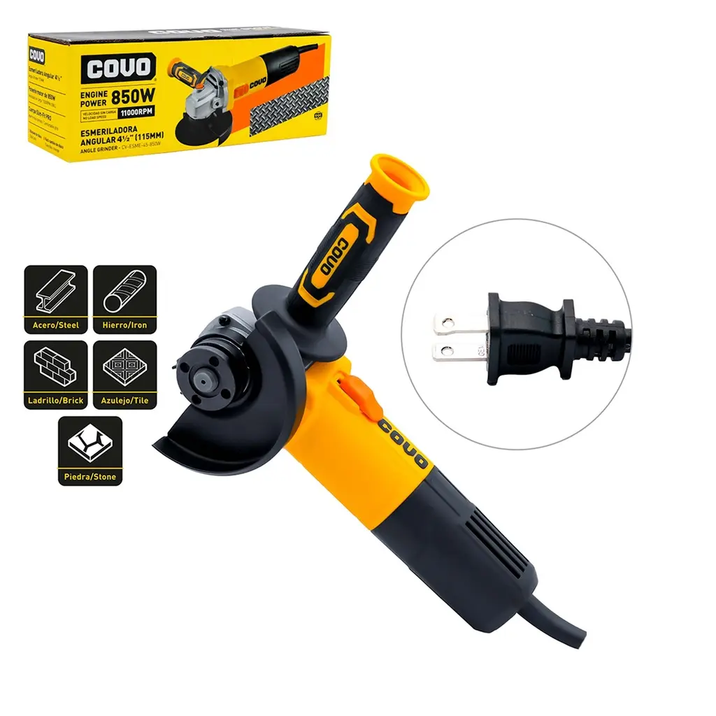 ESMERIL ANGULAR 4 1/2 " ( 115MM ) 850W REF. CV-ESME-45-850W / 10029 MARCA COVO