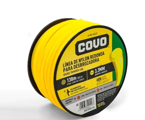 NYLON REDONDO PARA PODADORA 3.3 MM X 138MTS AMARILLO REF. CV-MGL-R3LB33 / 8173 MARCA COVO