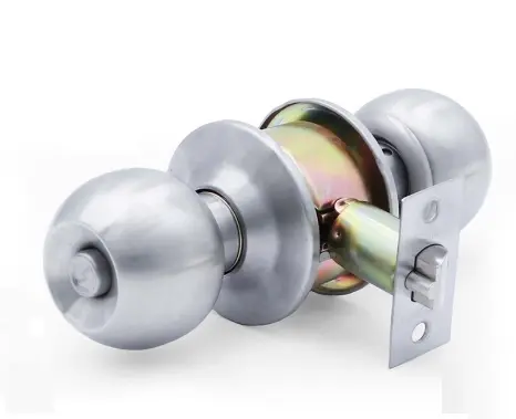 CERRADURA DE POMO / TUBULAR PARA DORMITORIO SEG. BOTON C/ SATINADA REF. DL-587-S-S / 0001 MARCA TOP QUALITY SECURITY / COVO