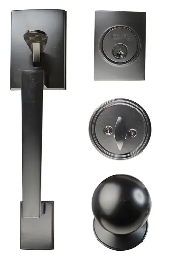 CERRADURA DE MANILLA CON ROSETA LLAVE-PASADOR P/PUERTA PRINCIPAL NEGRO MATE REF. CV-7281-10B / 11063 MARCA COVO