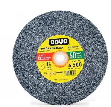 DISCO DE LIJA PARA DESBASTE ABRASIVO DE 25 MM x 19 MM DE 6" GRANO 60 REF. CV-GRST-6-3-4-60 / 12106 MARCA COVO
