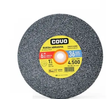 DISCO DE LIJA PARA DESBASTE ABRASIVO DE 25 MM x 25 MM DE 6" GRANO 36 REF. CV-GRST-6-1-36 / 12108 MARCA COVO