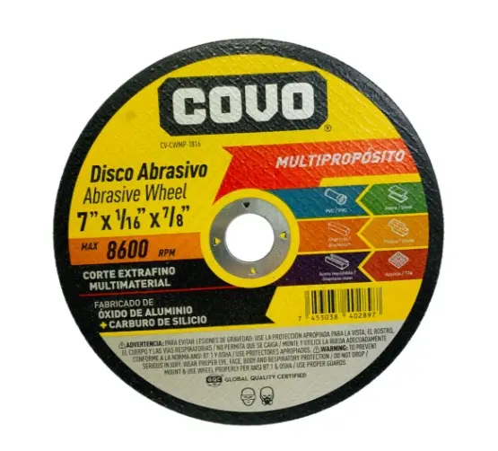 DISCO ABRASIVO 7" X 1/16" X 7/8" MULTIPROPOSITO REF. CV-CWMP-1816 / 10840 MARCA COVO
