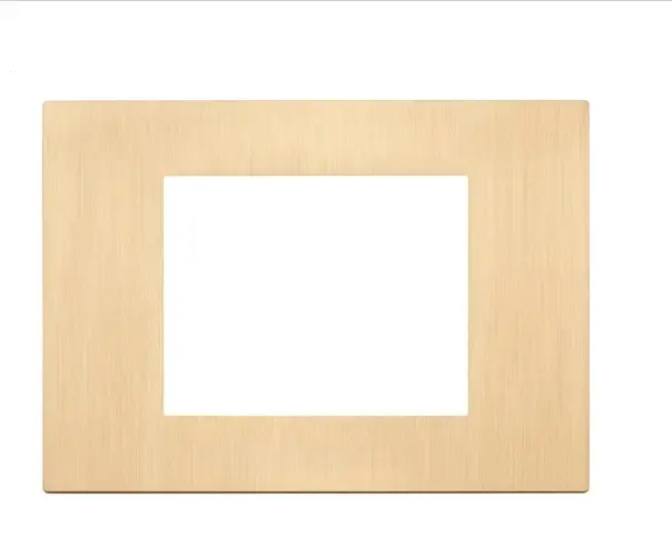 PLACA 3 MODULOS CENTRALES METAL INOX CEPILLADO ORO SERIE LINEA REF. 30653.70 MARCA VIMAR