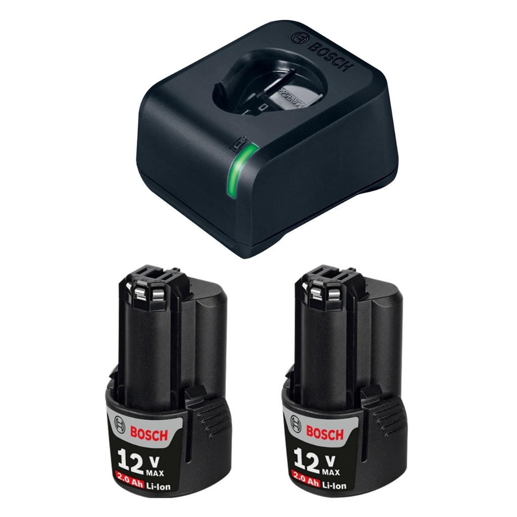 KIT CARGADOR GAL 12V-20 + 2 BATERIA DE LITIO GBA 12 V 2.0 AH REF. 880103 / 565552 MARCA BOSCH