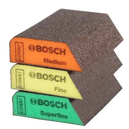 SET ESPONJA ABRASIVA PARA LIJADO DE MADERA Y PINTURA S470 3 PZAS REF.  2608901174 / 880534 MARCA BOSCH
