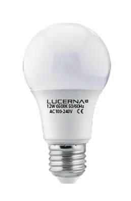BOMBILLO LED TIPO BULBO 12 W E27 6000 K (LUZ FRIA) MULTV 100 - 265 V REF. 12WA606K MARCA LUCERNA